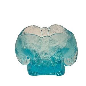 Summit Vogelson Double Elephant Glass Toothpick Holder Turquoise Vintage